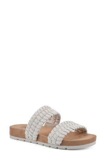 Shop Cliffs By White Mountain Tahnkful Weave Strap Sandal In White/smooth