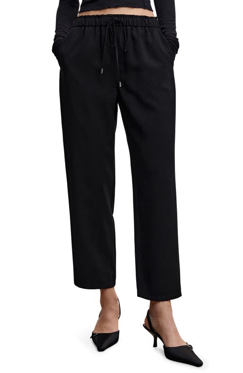 MANGO Flowy Drawstring Ankle Pants in Black at Nordstrom, Size Small