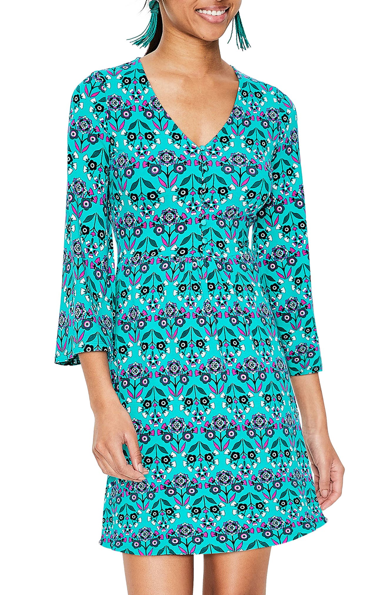 Boden Scarlett Bell Sleeve Jersey Tunic, Blue