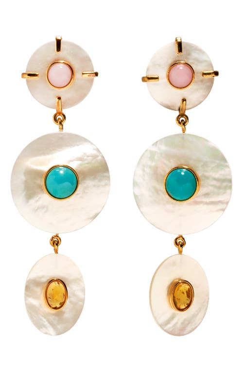 Tropic Mother-of-Pearl Disc Drop Earrings in White
