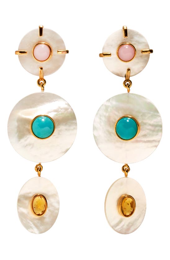 Shop Lizzie Fortunato Tropic Mother-of-pearl Disc Drop Earrings In White