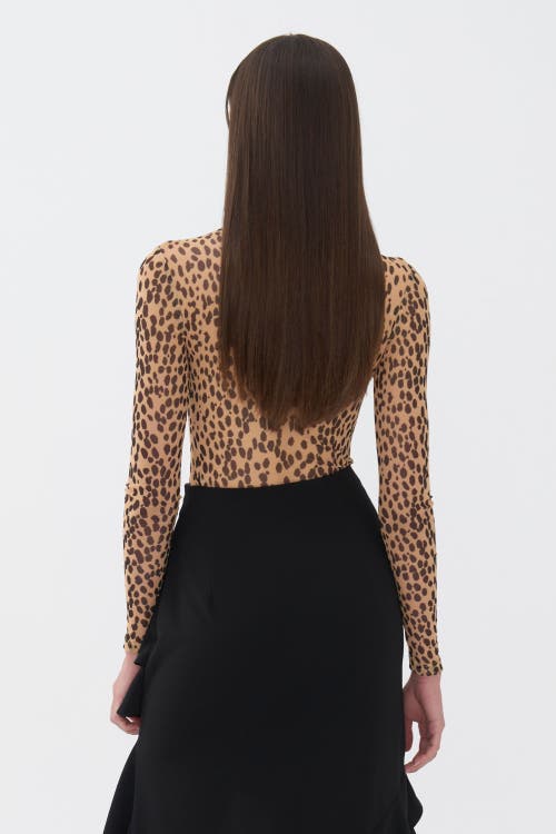 Shop Nocturne Leopard Print Bodysuit In Multi-colored