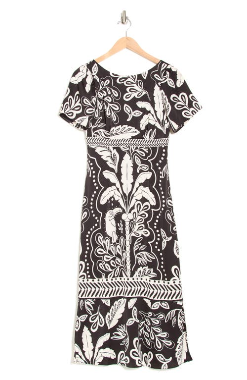 Maggy London Midi Dress In Black/light Beige