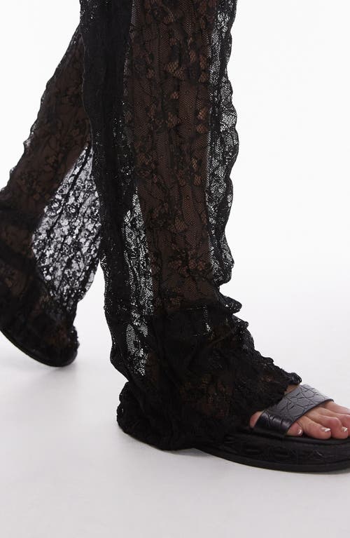 Shop Topshop Lace Straight Leg Pants In Black