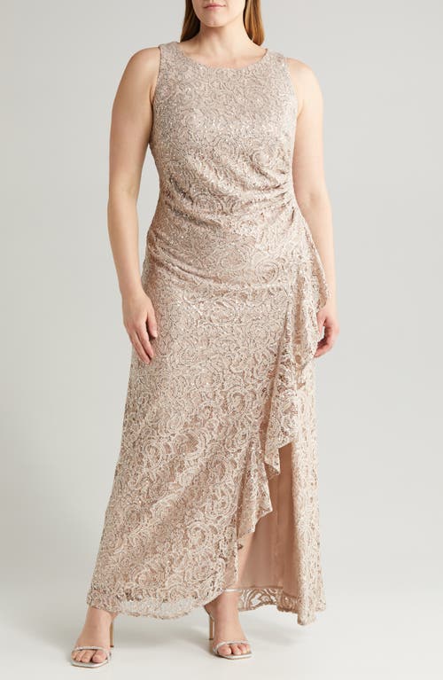 Alex Evenings Sleeveless Sequin Lace Sheath Gown Buff at Nordstrom,