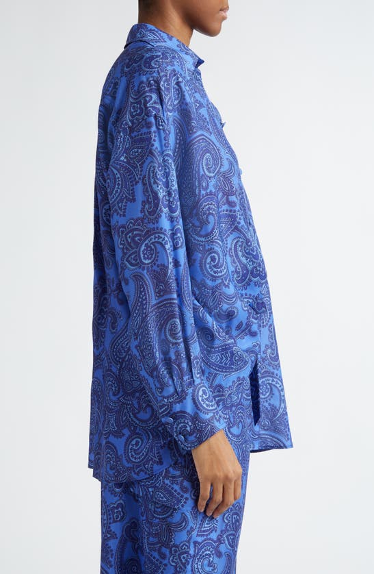 Shop Zimmermann Ottie Relaxed Fit Paisley Silk Button-up Shirt In Blue Paisley