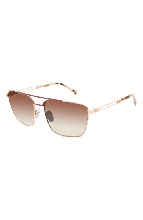 Coco and Breezy Manifest 57mm Navigator Sunglasses in Rose Gold/brown