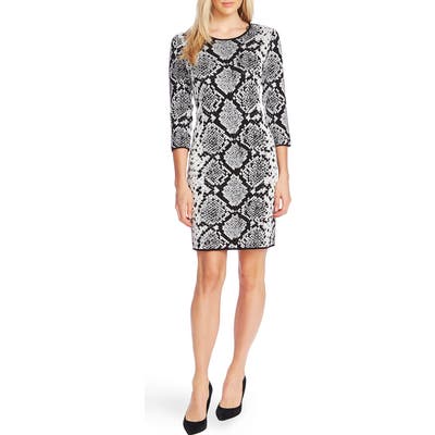 Vince Camuto Snake Print Jacquard Cotton Cocktail Dress, Black