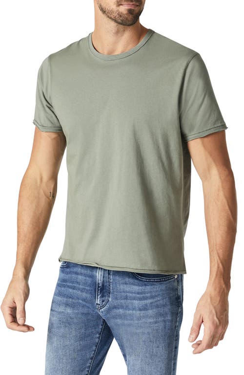 Raw Edge Cotton T-Shirt in Agave Green
