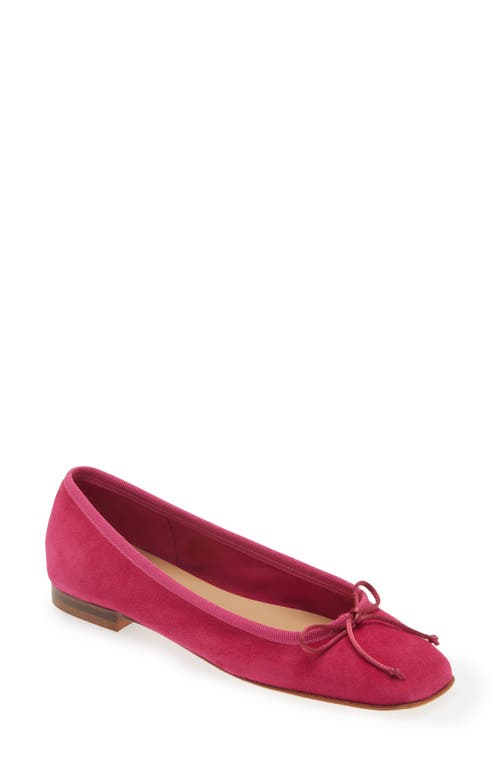 Square Toe Ballet Flat in Pink Suede