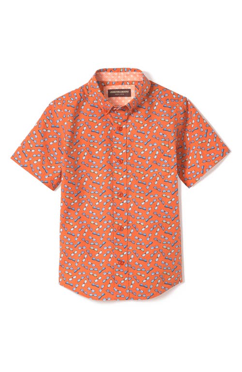 Johnston & Murphy Kids' Sunglasses Print Short Sleeve Button-Down Shirt Orange at