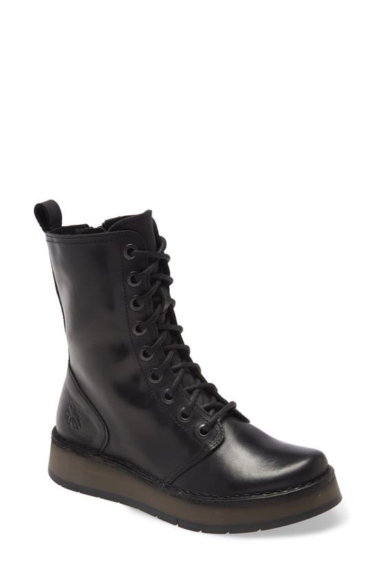 Fly London Rami Platform Lace-up Boot In 011 Black Rio | ModeSens