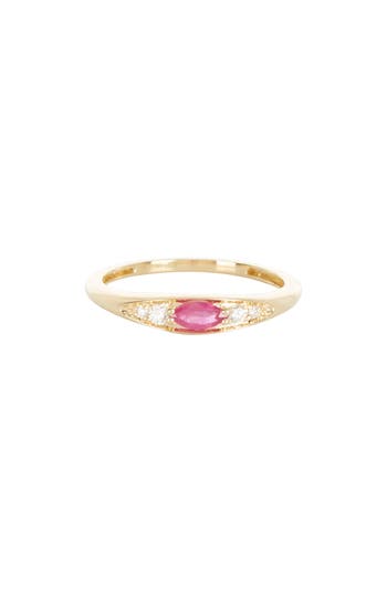 Bony Levy El Mar Diamond & Ruby Stacking Ring In 18k Yellow Gold