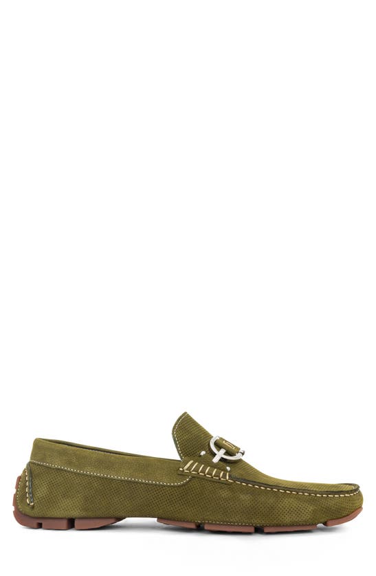Shop Donald Pliner Dacio Perforated Bit Loafer In Olive Green