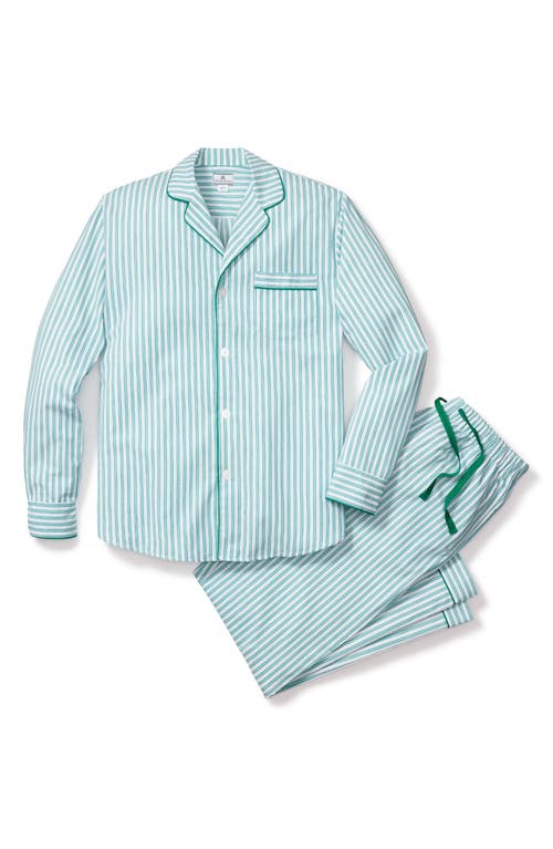 Shop Petite Plume Ticking Stripe Cotton Twill Pajamas In Green