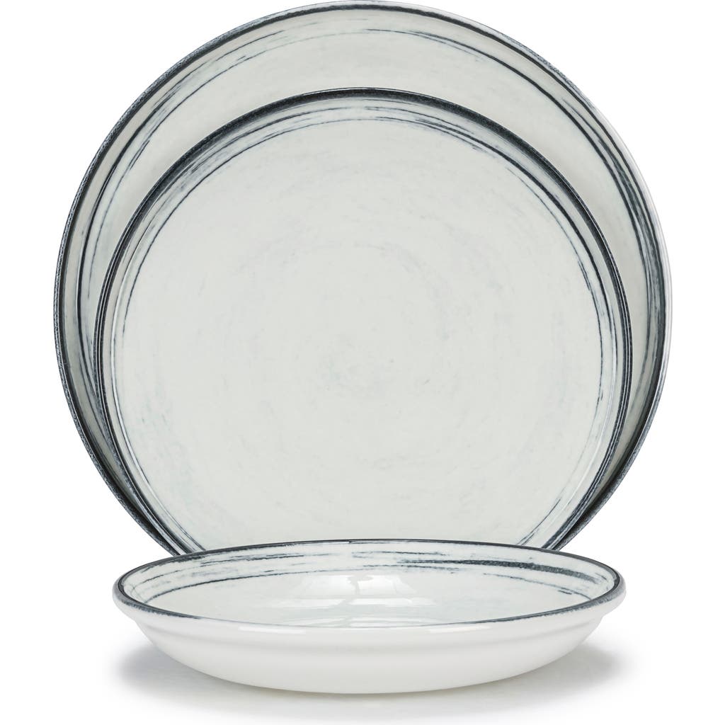 French Home Waters Edge 16-piece Dinnerware Set In Off-white And Navy