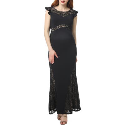 Kimi And Kai Audrey Lace Trim Maxi Dress, Black