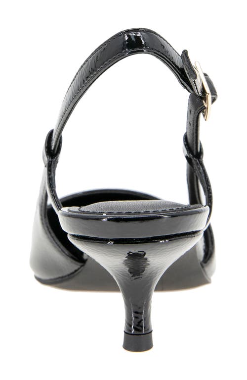 Reaction Kenneth Cole Maggie Kitten Heel Slingback Pump In Black Crinkle Patent