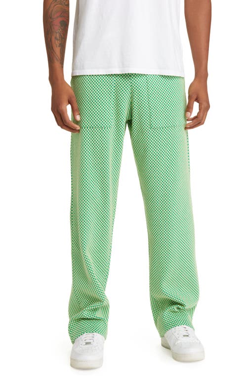 Chevron Jacquard Knit Pants in Medium Green