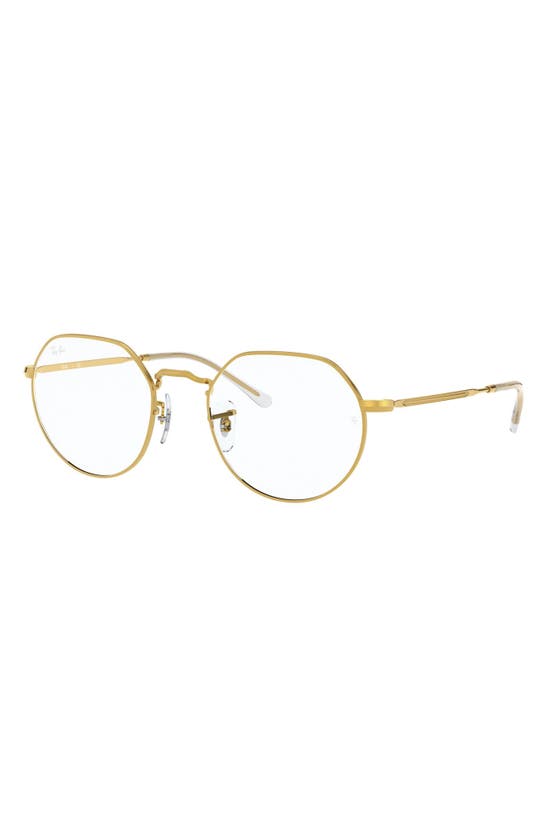 Ray Ban Unisex Jack 49mm Hexagonal Optical Glasses In Shiny Gold