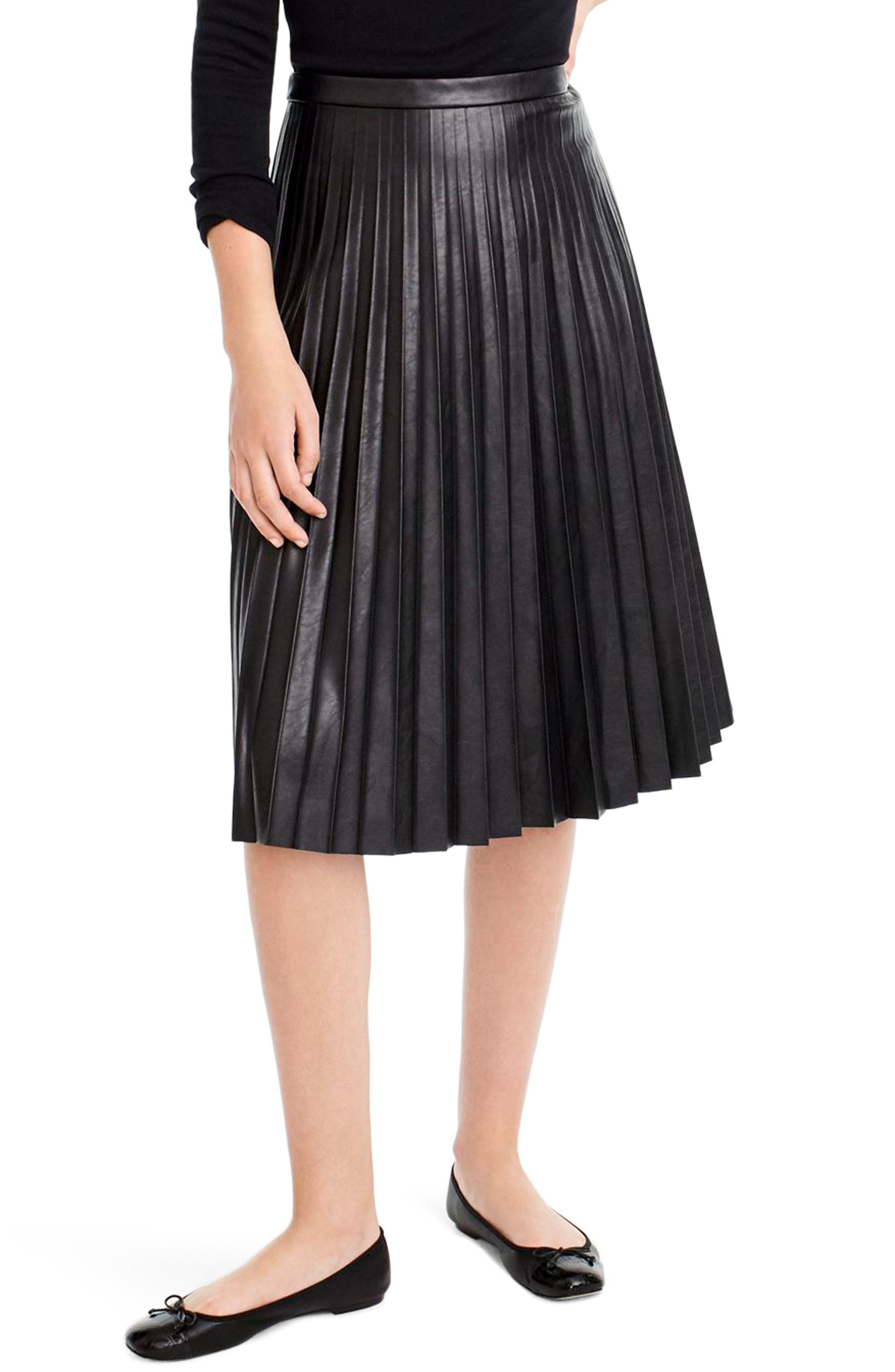 J.Crew Pleat Faux Leather Midi Skirt | Nordstrom