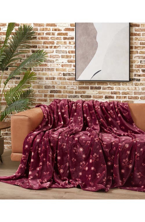 Lucky Brand Daisy Faux Shearling Throw Blanket In Red