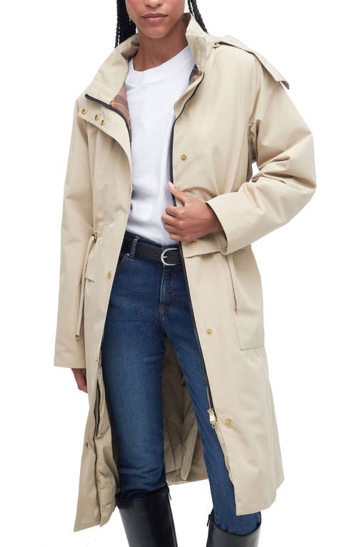 Lotte Hooded Waterproof Trench Coat in Light Fawn/Muted