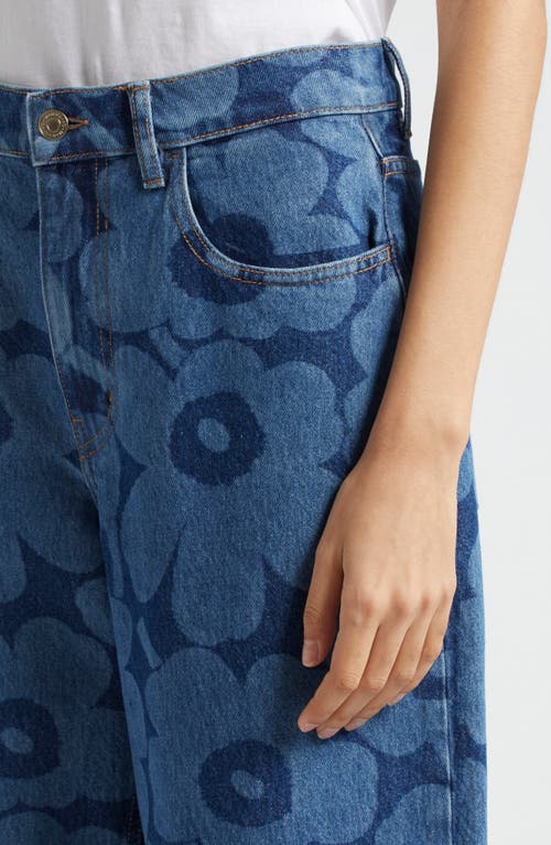 Marimekko Unikko Crop Cotton Stretch Twill Jeans In Mid Indigo
