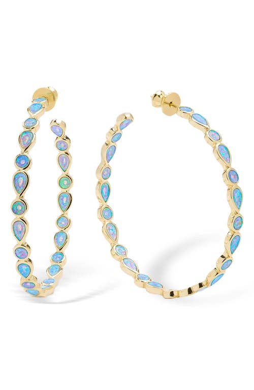 Isla Imitation Opal Hoop Earrings in Blue Opal/Gold