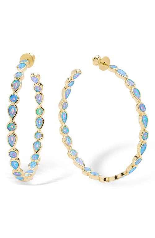 Melinda Maria Isla Imitation Opal Hoop Earrings in Blue Opal/Gold at Nordstrom