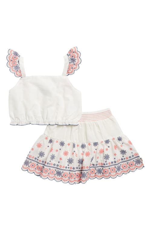 SAMMY + NAT Ruffle Eyelet Tank Top & Skirt Set White at Nordstrom,