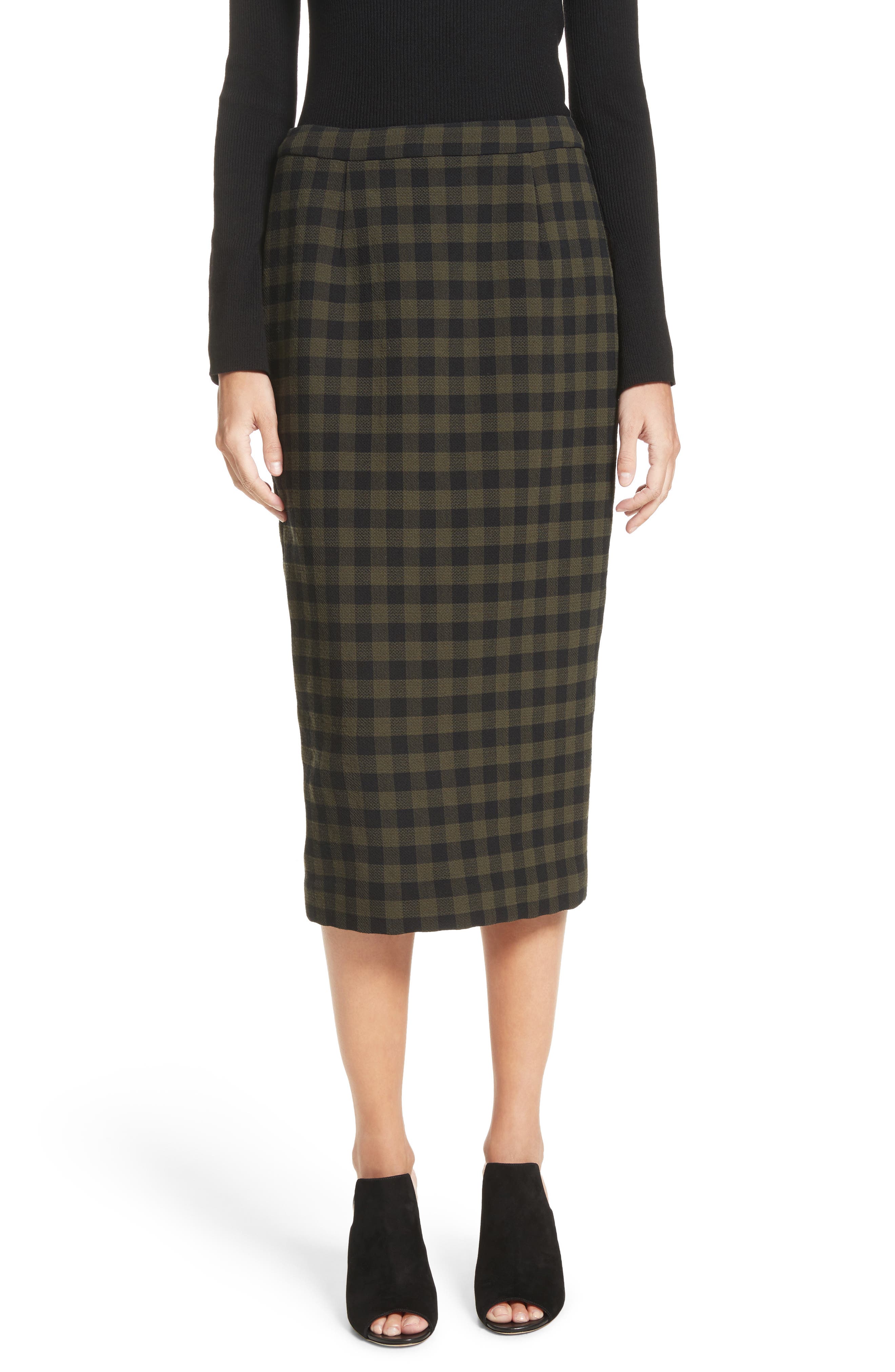 buffalo plaid pencil skirt