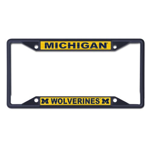 WINCRAFT Michigan Wolverines Chrome Color License Plate Frame in Navy