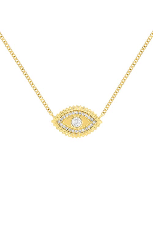 Shop Ef Collection Evil Eye Diamond Pendant Necklace In 14k Yellow Gold