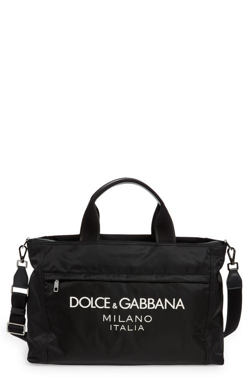 Dolce & Gabbana 3D DG Logo Graphic Nylon Holdall in Black/Blac