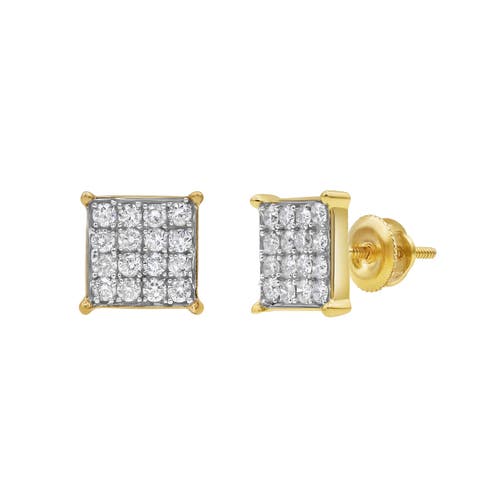 Shop Luvmyjewelry Symmetric Square 14k Yellow Gold Diamond Earrings