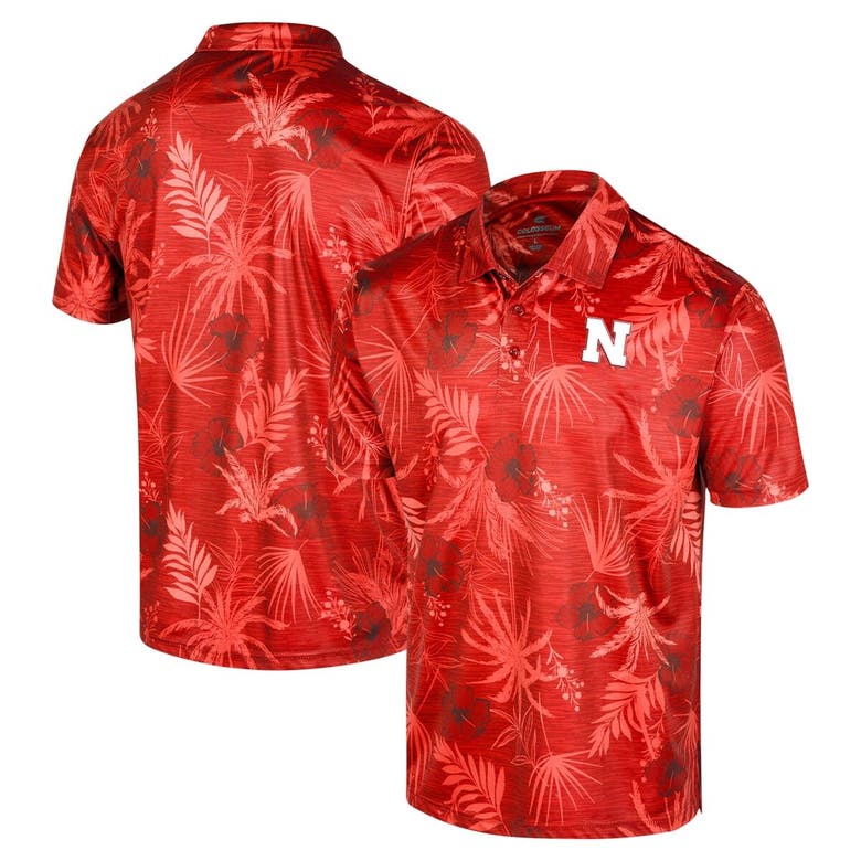 Colosseum Men's  Scarlet Nebraska Huskers Big And Tall Palms Polo Shirt