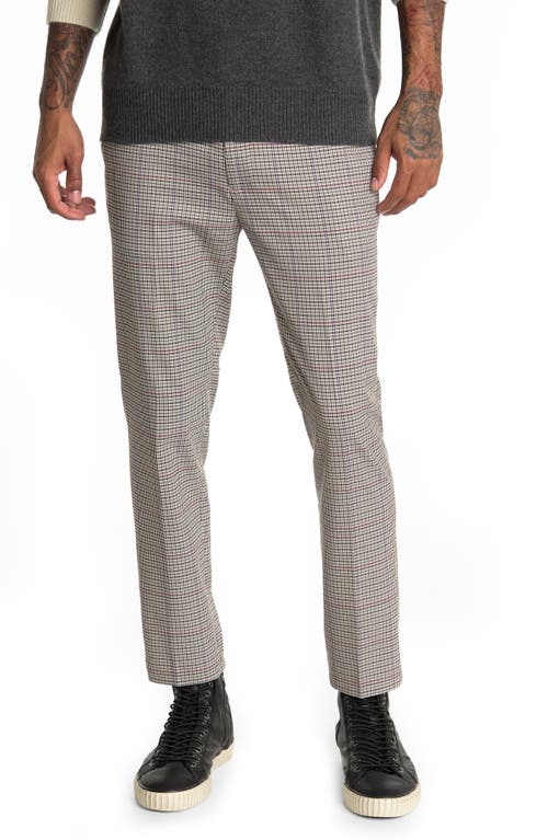 Topman Men's Checkered Skinny Fit Pants in Beige Multi