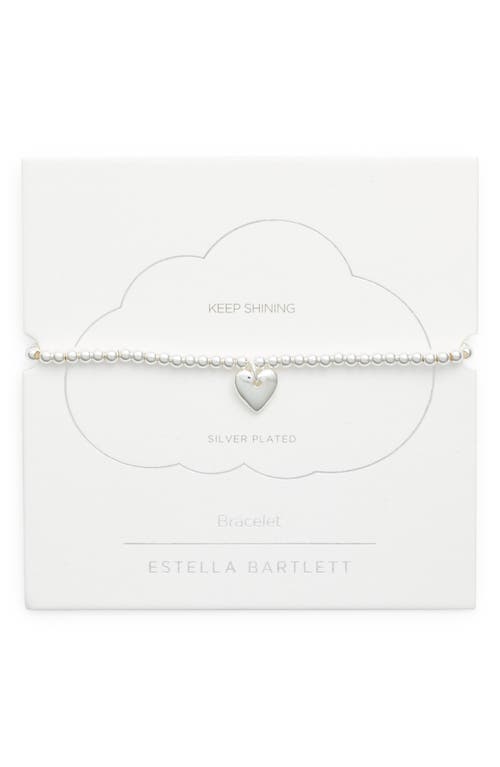 Sienna Cushion Heart Charm Bracelet in Silver