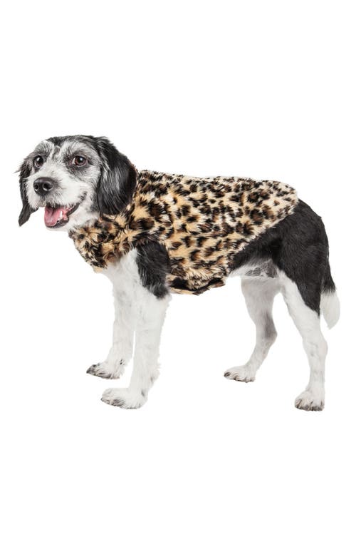 Shop Pet Life Luxe 'poocheetah ' Ravishing Designer Spotted Cheetah Faux Fur Dog Coat Jacket In Brown/black