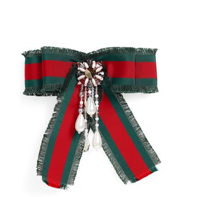 Gucci Faux Pearl & Crystal Brooch