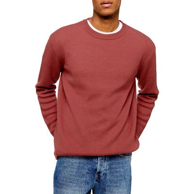Topman Solid Crewneck Sweater, Pink