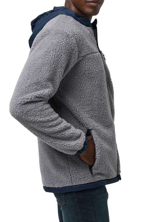 Shop Travismathew Ventura High Pile Fleece Hooded Jacket In Sleet/total Eclipse