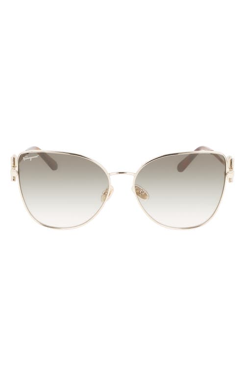 FERRAGAMO 60mm Gradient Cat Eye Sunglasses in Gold/Green Gradient at Nordstrom