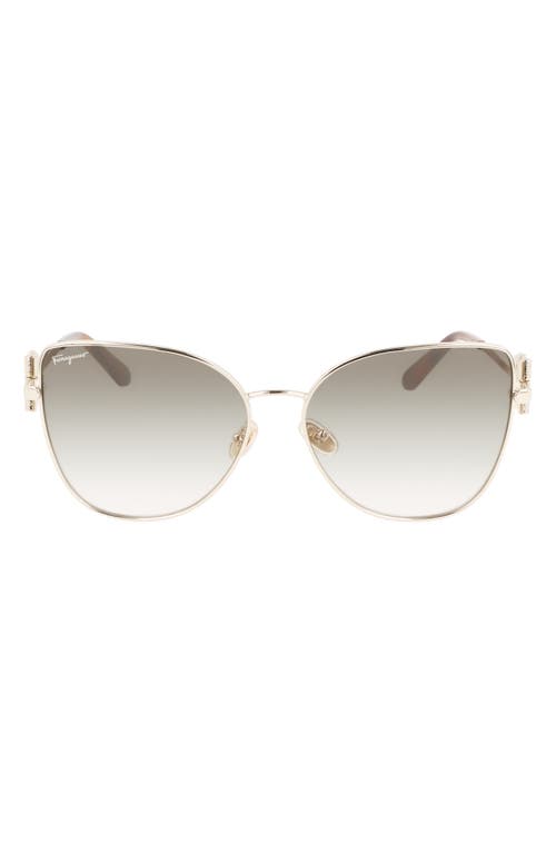 Ferragamo Crystal Gancini Metal Cat-eye Sunglasses In Gold/green Gradient