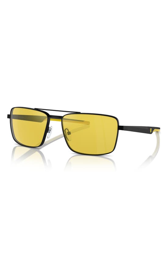 Scuderia Ferrari 60mm Rectangular Aviator Sunglasses In Yellow