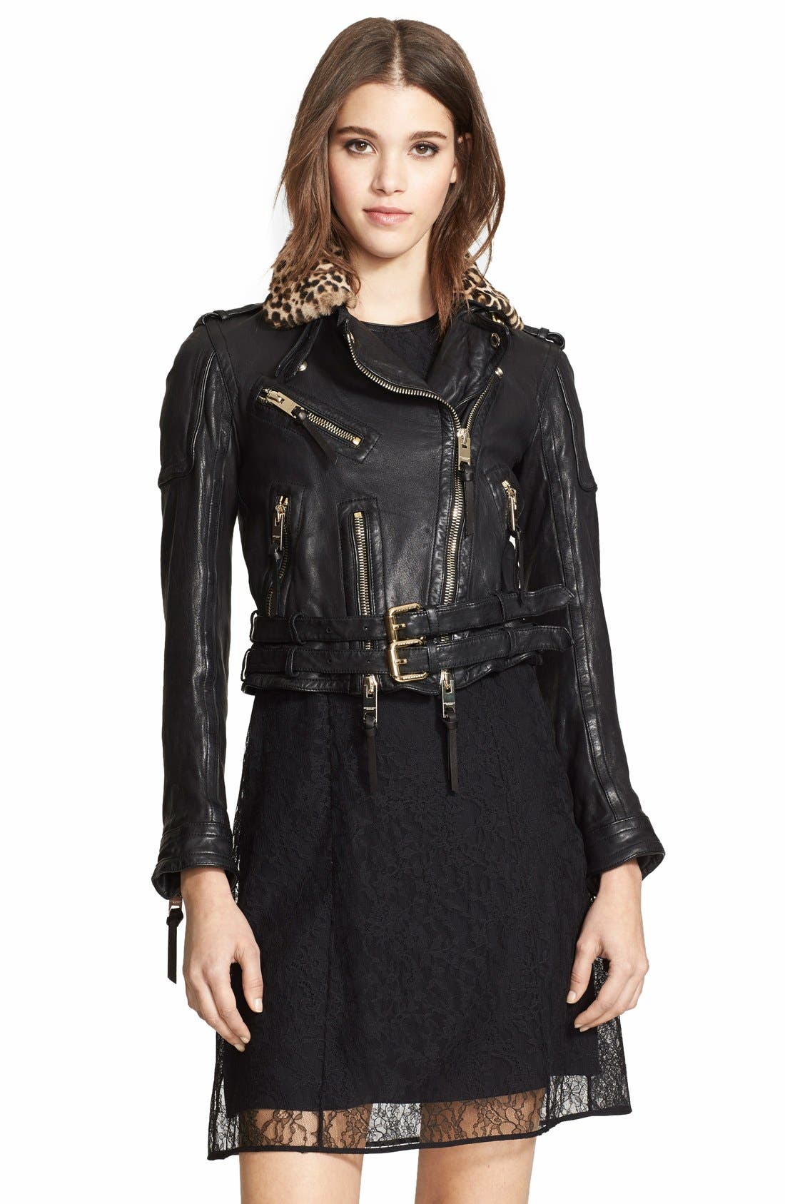 burberry leather jacket womens