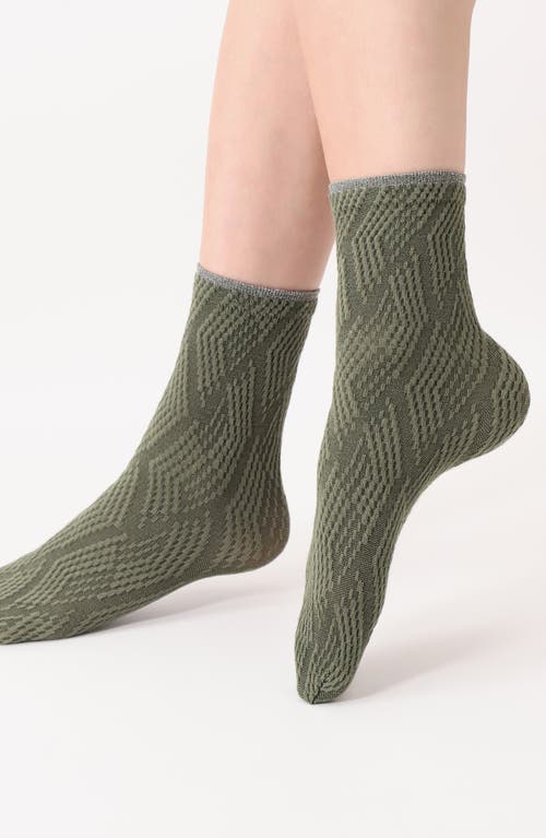 Oroblu Assorted 2-pack Jacquard Crew Socks In Anthracite/ Military
