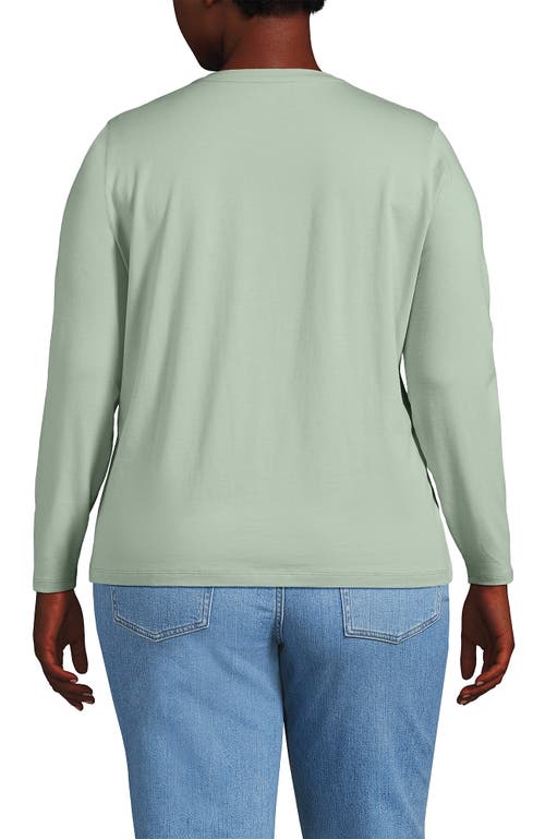 Shop Lands' End Plus Size Relaxed Supima Cotton Long Sleeve Crew Neck T-shirt In Washed Sage