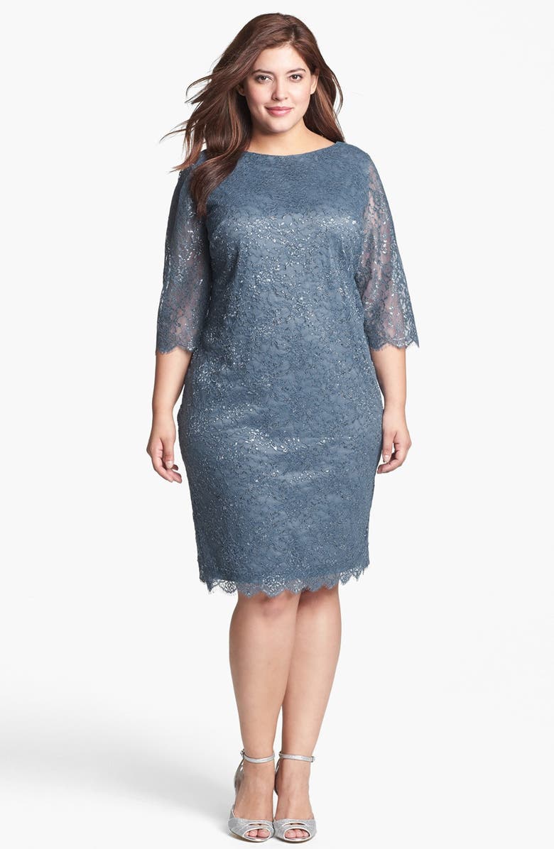 Calvin Klein Metallic Lace Shift Dress (Plus Size) | Nordstrom